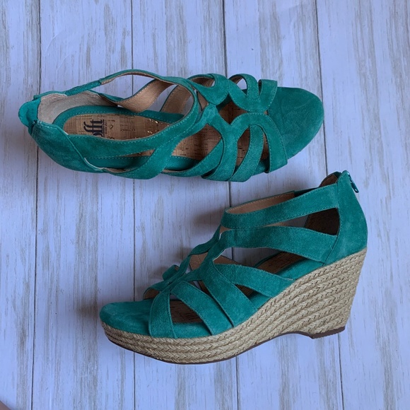 Sofft Shoes - Sofft Suede Espadrille Wedges Teal, Turqoise